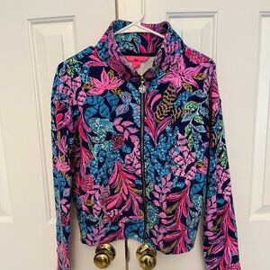 Lilly Pulitzer Navy Floral Zip Up Jacket